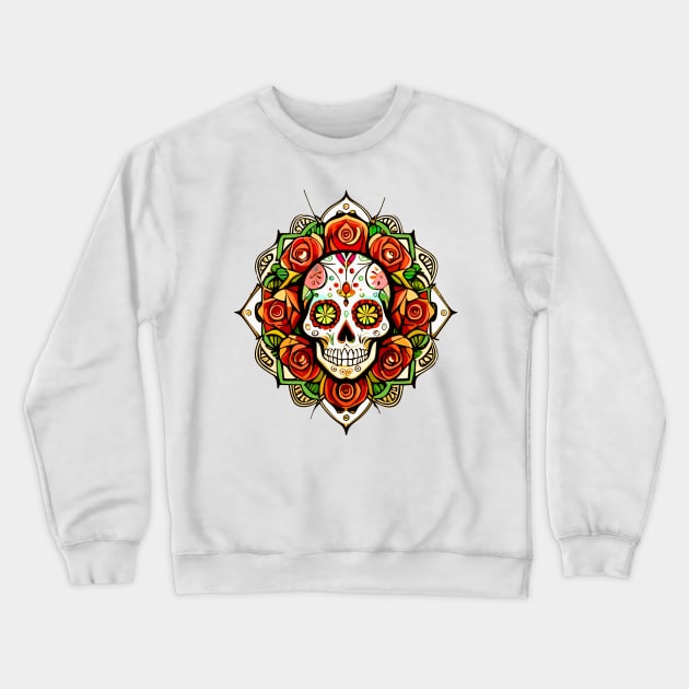 El Dia de los Muertos Day of the Dead Sweet Skull Halloween Crewneck Sweatshirt by albaley